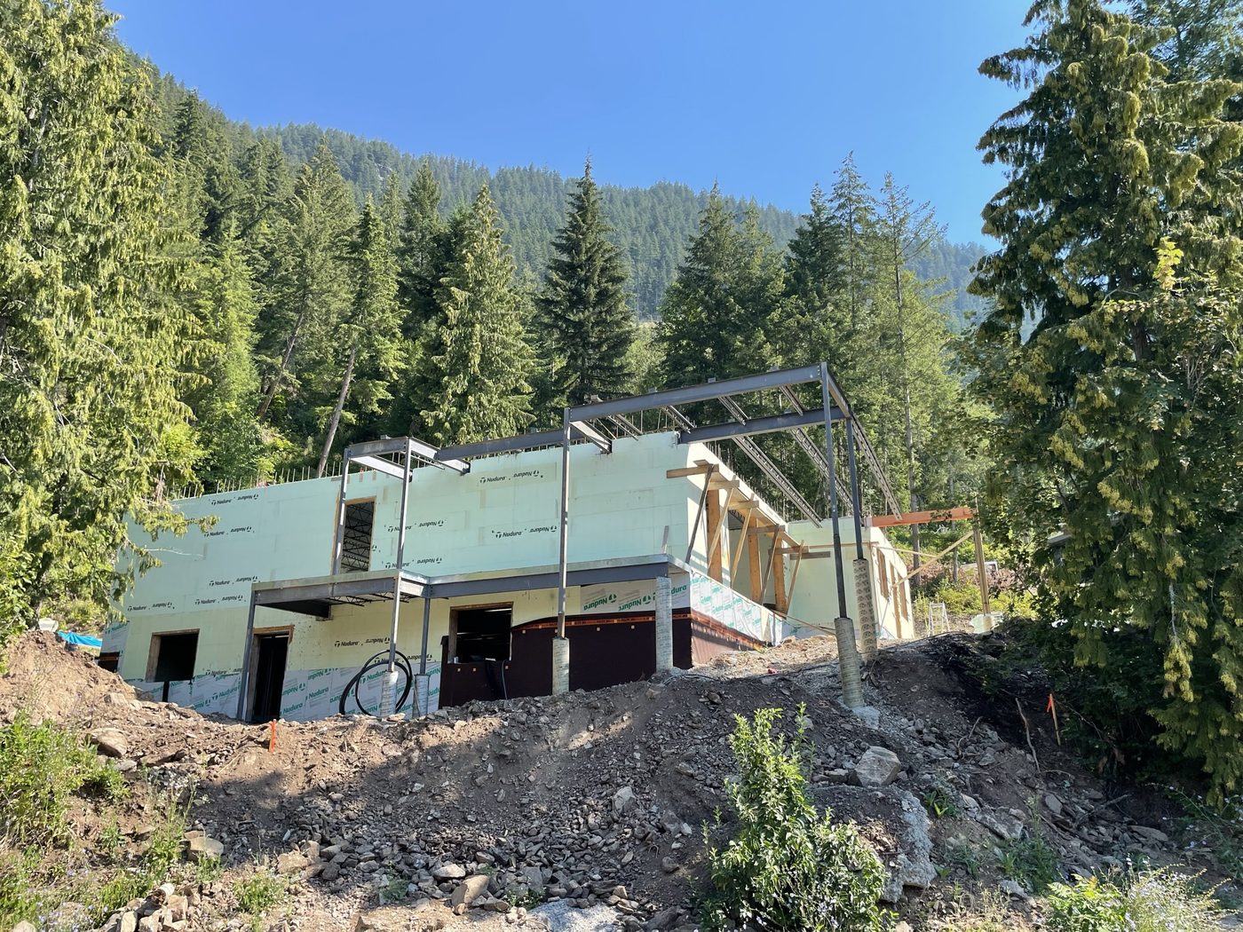 Roof truss installation in progress